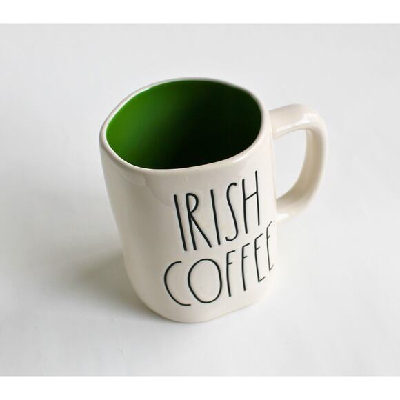 Rae Dunn IRISH COFFEE Mug Tea St. Shamrock White Green Ceramic St Patrick's Day - Picture 1 of 4